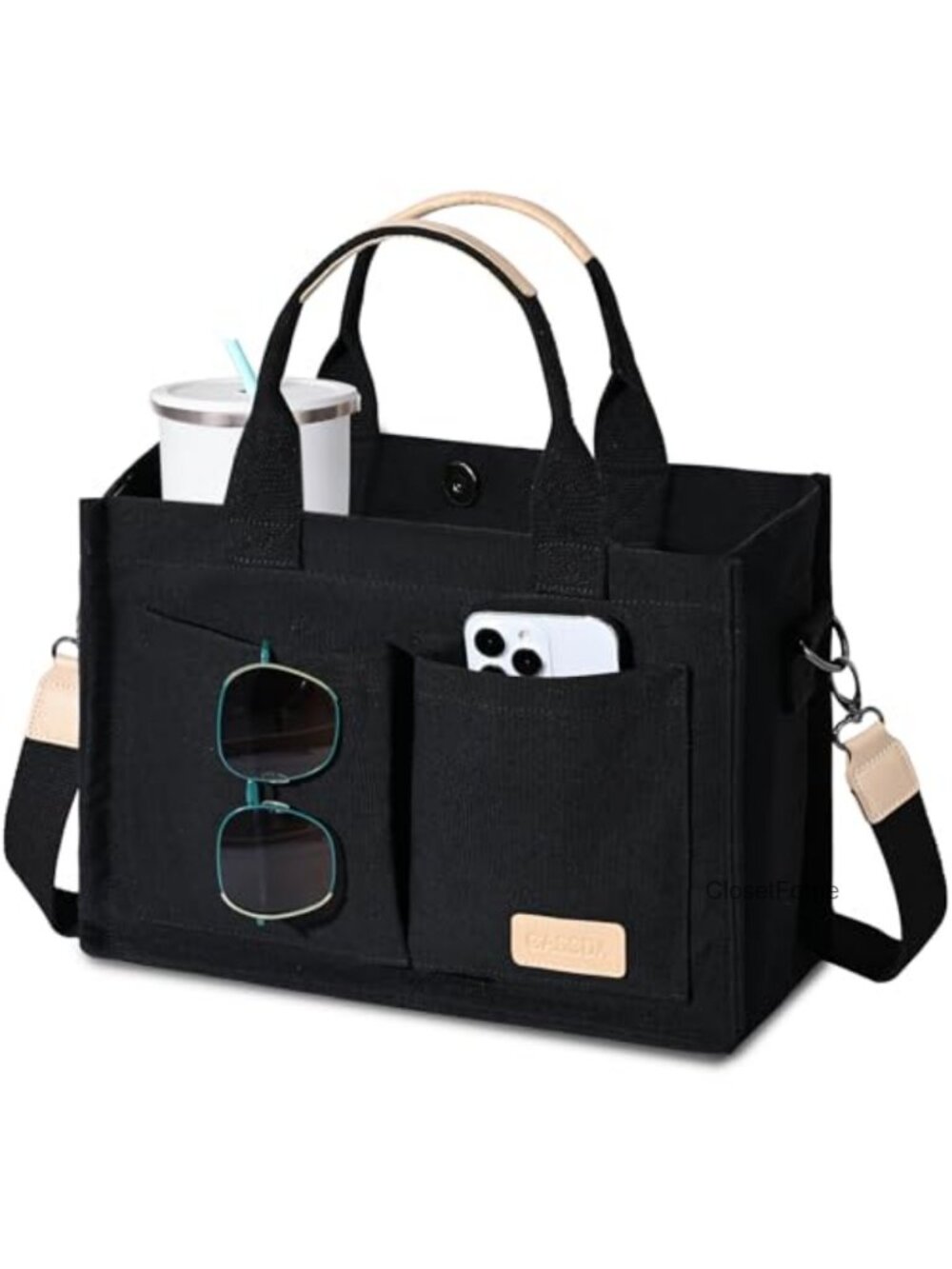 Canvas Tote Bag for Women Crossbody Work Purse with Pockets Top Handle Handbag